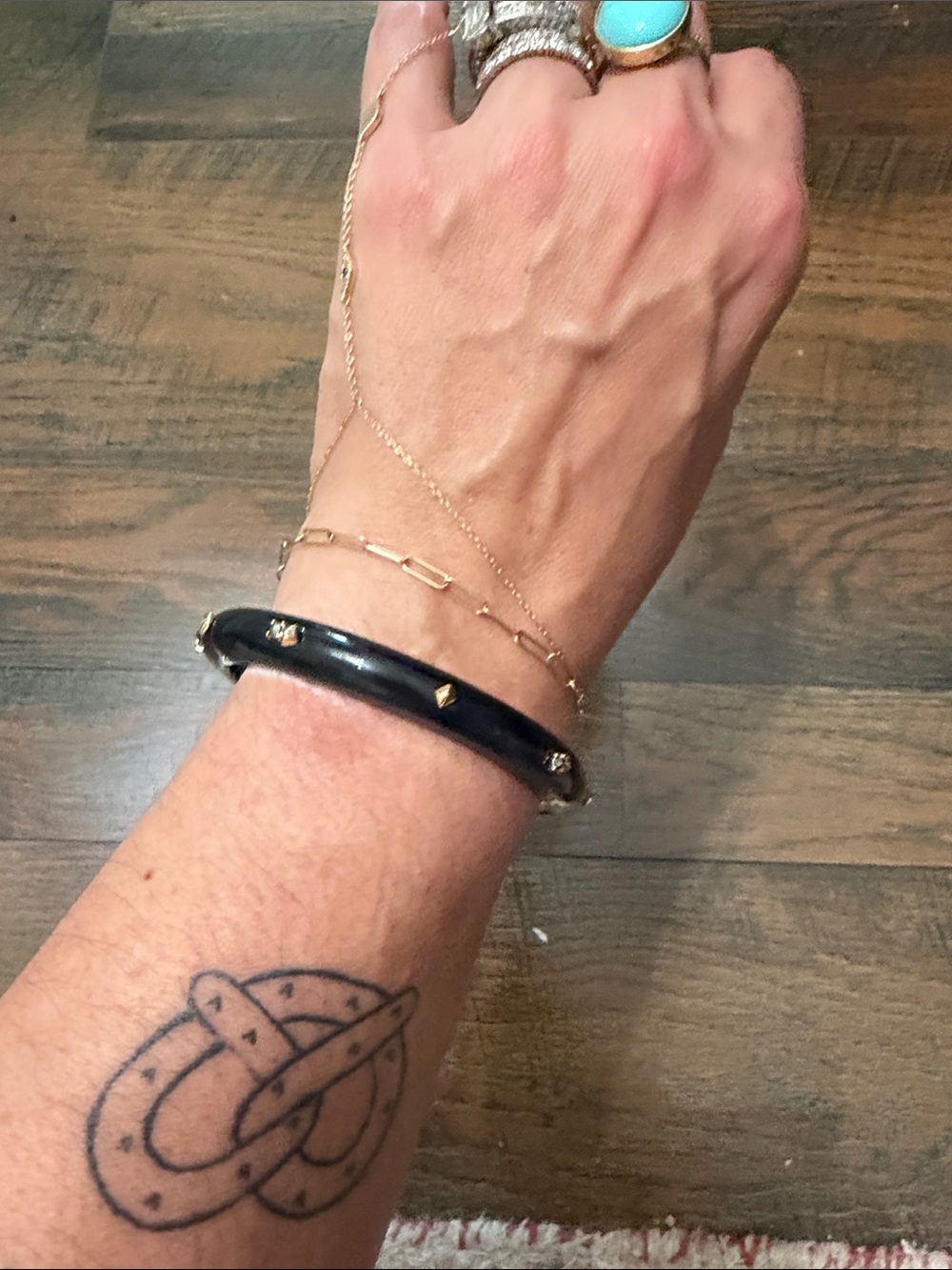 Alexis Bittar Black and Gold Hinged Bangle